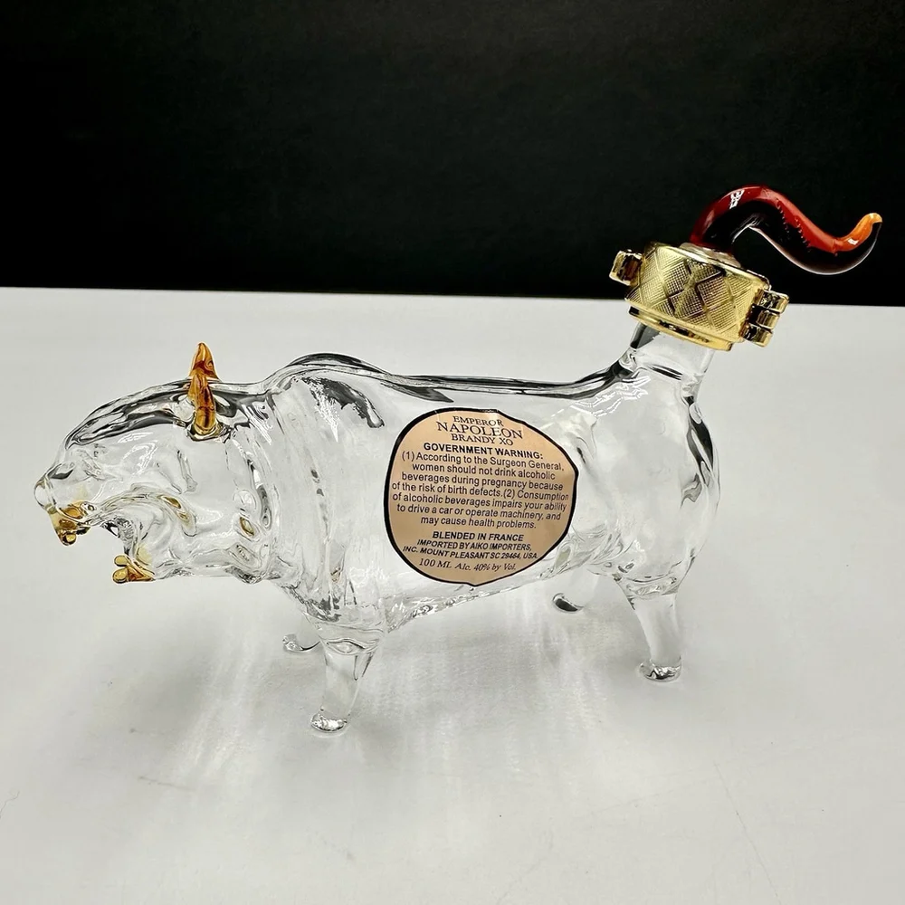 TIGER Napoleon Brandy XO Zodiac Collection Figural Blown Glass Empty Bottle